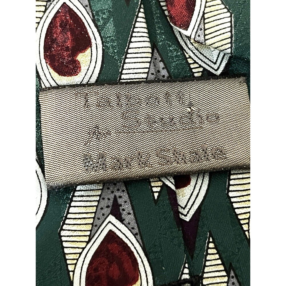 Talbott Studio Mark Shale Silk Tie Peacock Feather Green Burgundy USA Wide - Picture 5 of 7
